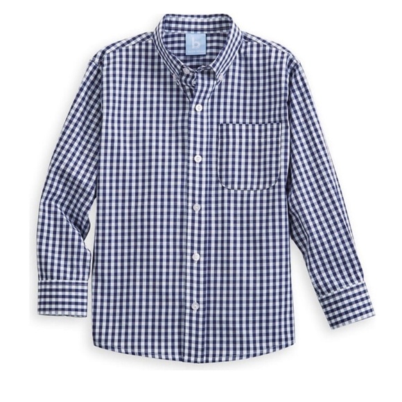 NWT Bella Bliss Navy Soft Check Button Down Shirt Size 4 - Picture 1 of 4